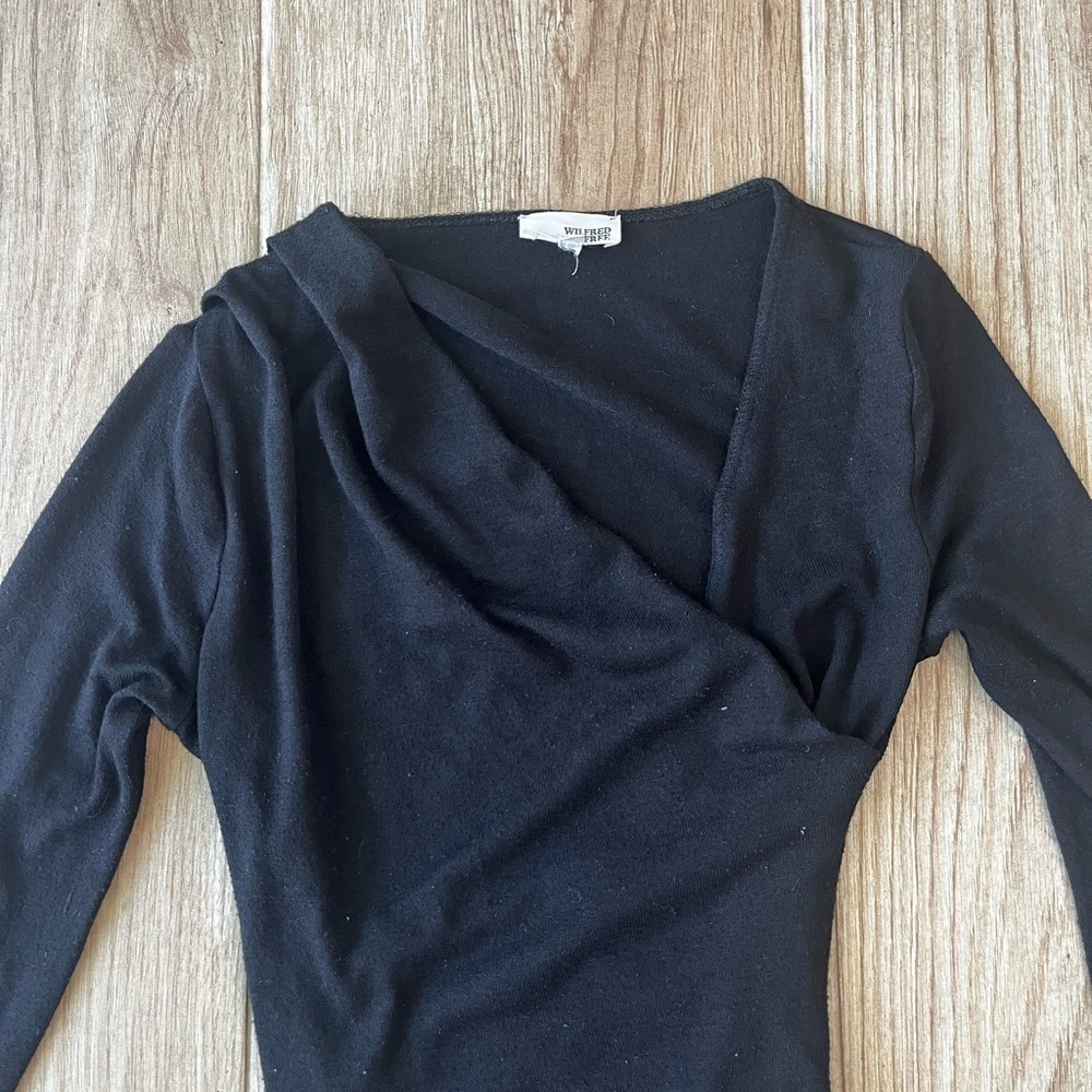 Wilfred Aritzia Klum Bodycon Asymmetrical Faux Wrap Dress - Picture 4 of 5